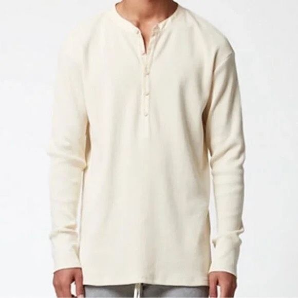 Fear Of God FOG Collection One 2015-2016 Elongated Waffle Henley Shirt Size L - Picture 1 of 7